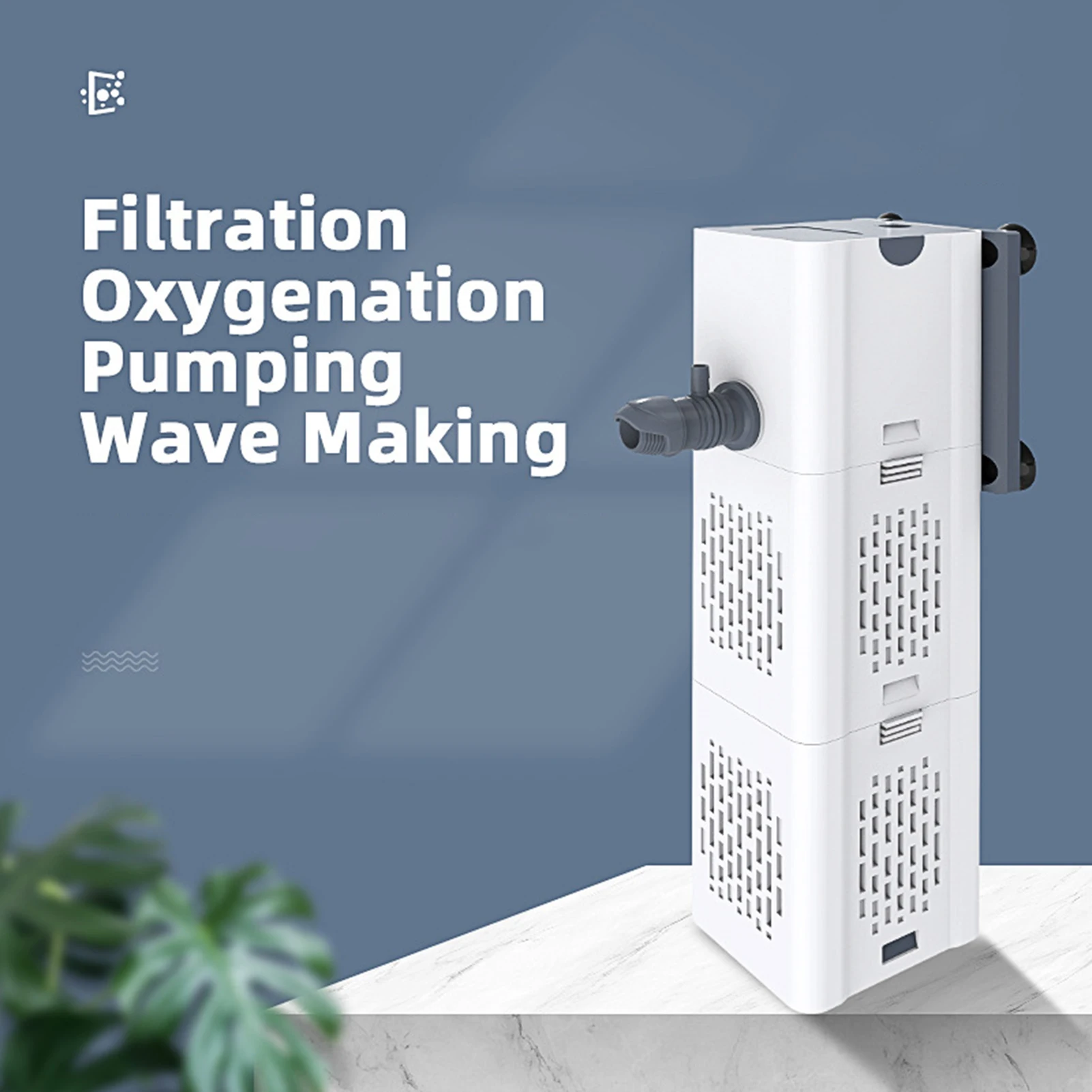 15W Fish Tank Filter Filtration Pump Circulation Internal Filter with Maximum Flow of 1000L/H Adjustable Airflow Quiet Low Noise