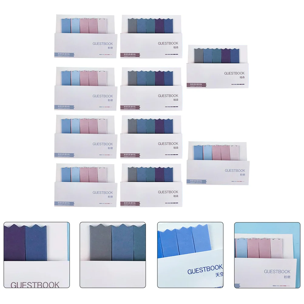 

10Pcs Page Marker Sticky Memo Pads Colorful Self-Adhesive Book Tabs Writable Labels for Office School Notebooks