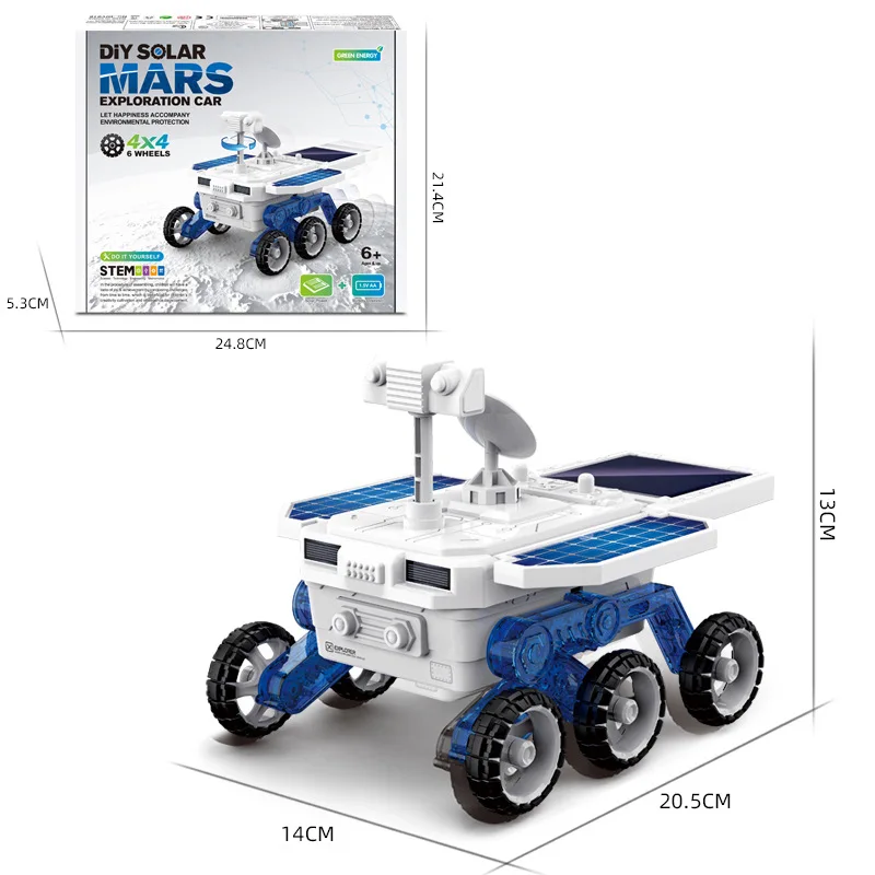 Brinquedo de veículo de exploração planetária movido a energia solar com tração nas quatro rodas automontada para crianças e modelo de montagem educacional