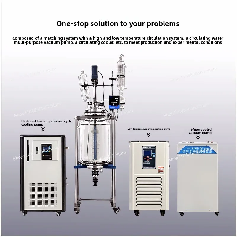 Double Layer Glass Reactor 5L-250L, Electric Heating PTFE Lab Vessel