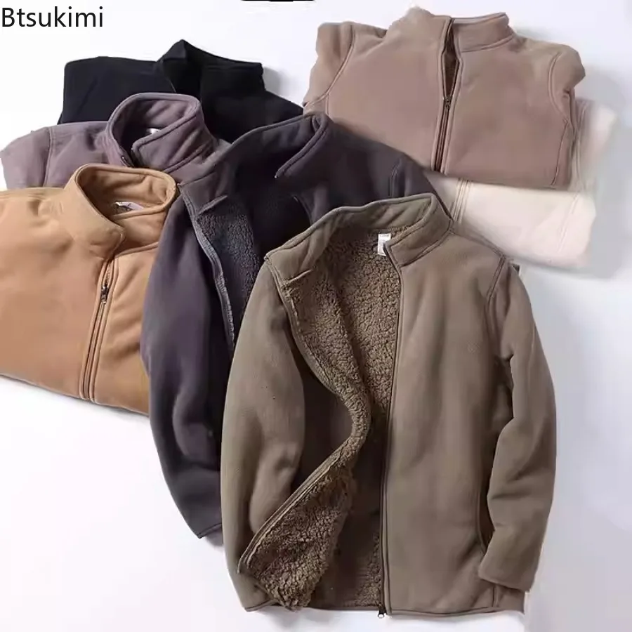 

New 2025 Men's Winter Lamb Wool Jacket Coat Man Outdoor Thickened Warm Polar Fleece Jacket Streetwear Male Fleece Thick Outwear