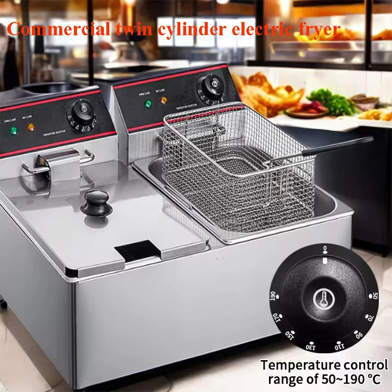 Frying Pan Electric Fryer Commercial Fryer Large Capacity Deep Frying Pan Double Cylinder Gas Deep Fryer Machine