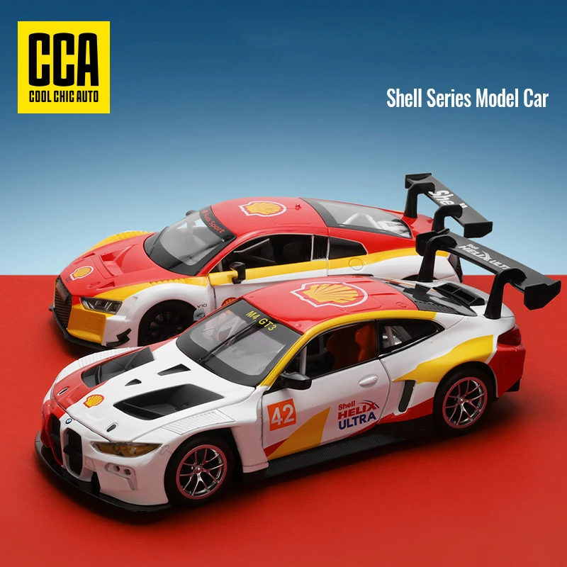 1:24 bmw m4 gt3 escudo audi r8 lms escudo liga modelo de carro som e luz puxar para trás brinquedo das crianças colecionáveis presente aniversário