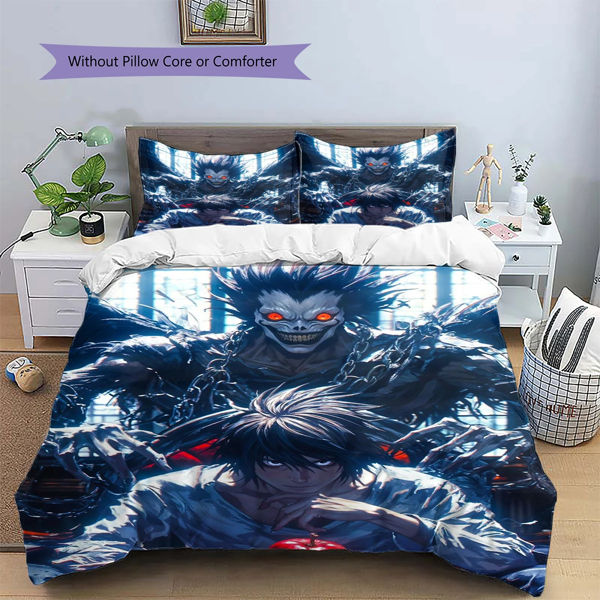 Death Note Patterned Pillowcase & Anime Duvet Cover Set Daily Use Bedding Nice Fan Gift Ornament -xia15