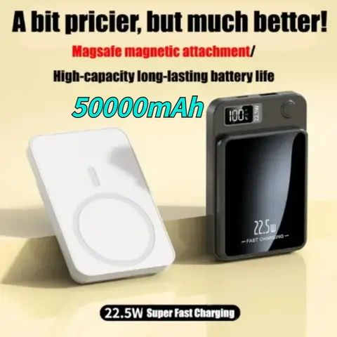 50000mAh Mini PowerBank Fast Charging Power Supply New Magnetic Wireless Charger 22.5W for iPhone 13 14 15 Samsung Xiaomi Huawei