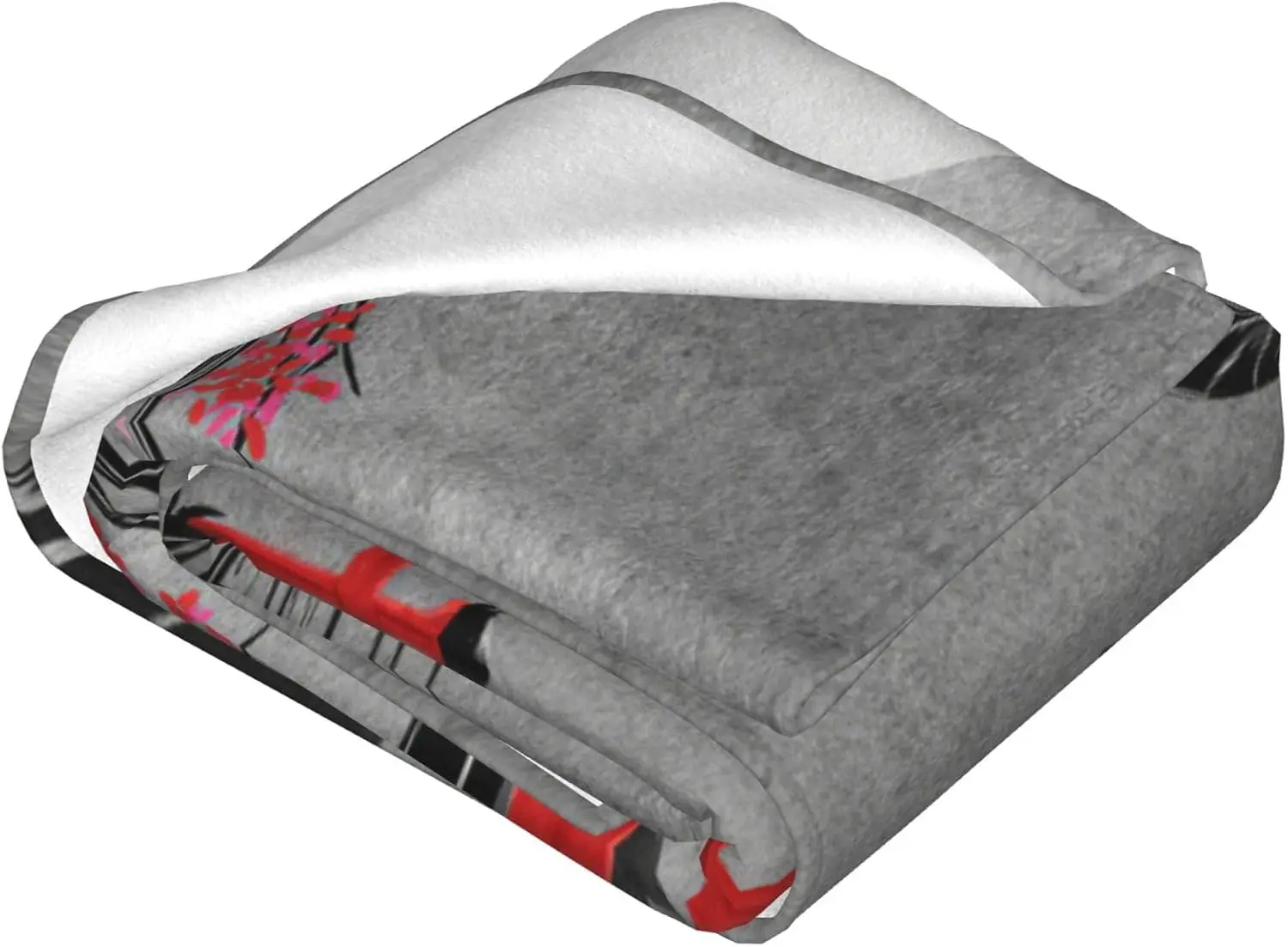 Vintage Japan Samurai Red Torii Sakura Mount Fuji Fleece Blanket,Ink Wash Full Moon Landscape Cozy Throw for Camping Study Daily
