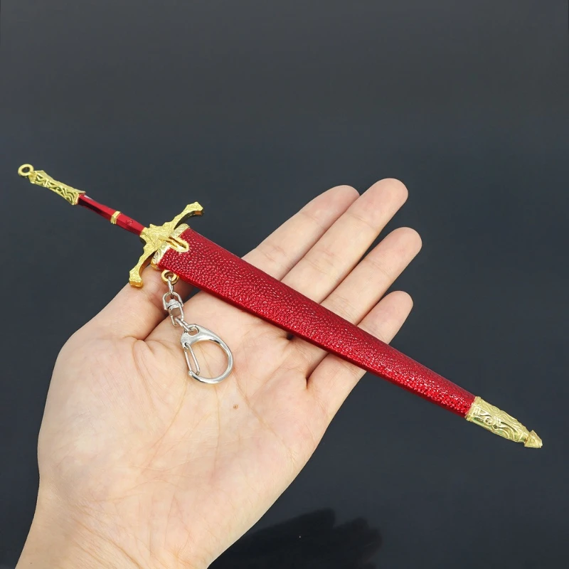 Eldenn – grande épée de chevalier périphérique de jeu avec gaine, jouets d'ornement artisanaux en métal, modèle pour cadeaux d'anniversaire pour garçons, 22cm/8,66 pouces