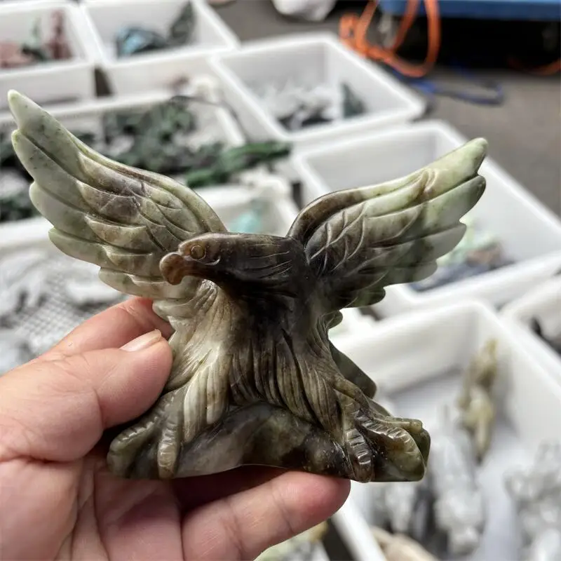 

Натуральный нефритовый орел, резьба, украшение, исцеляющая фигурка Рейки, драгоценный камень, животные, орнамент, ремесло, подарок, 1 шт.