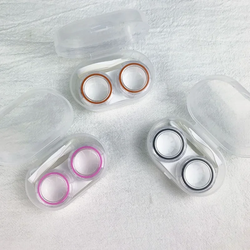 Mini Colorido Contact Lens Case Set para Mulheres, Pinça, Recipiente com Caixa Transparente, Kit de Viagem Diária, Cute Candy Color