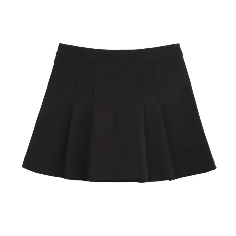 TRAF  Women Wide Pleated Skirt for Autumn Clothing Sexy Woman Skits Casual Lady Skirt Side Zipper Mini Fashionable Skirts