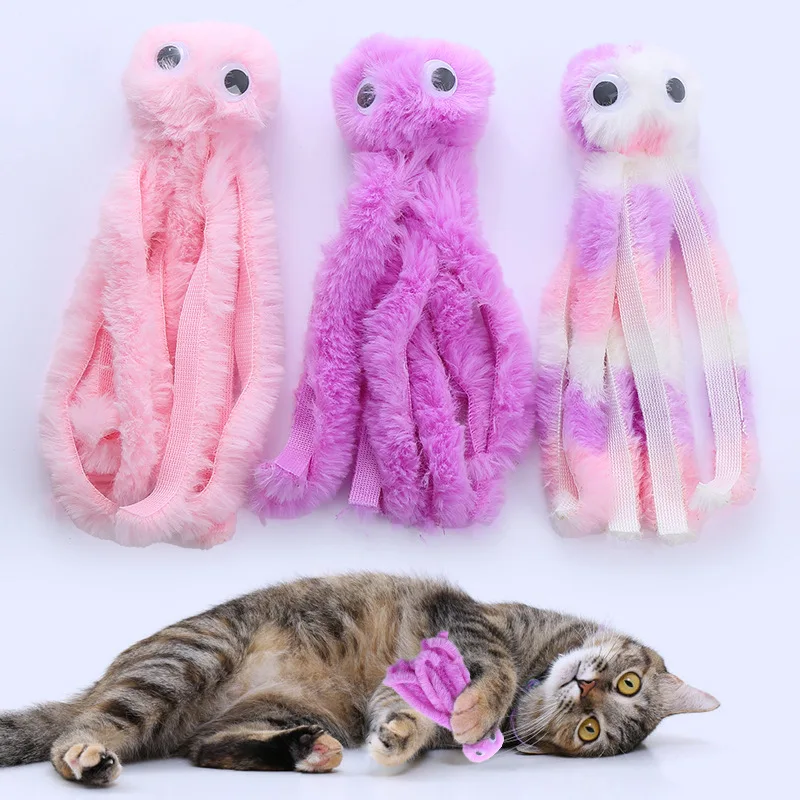 Juguete de peluche de pulpo para gato, resistente a las mordeduras, interactivo, suministros para mascotas