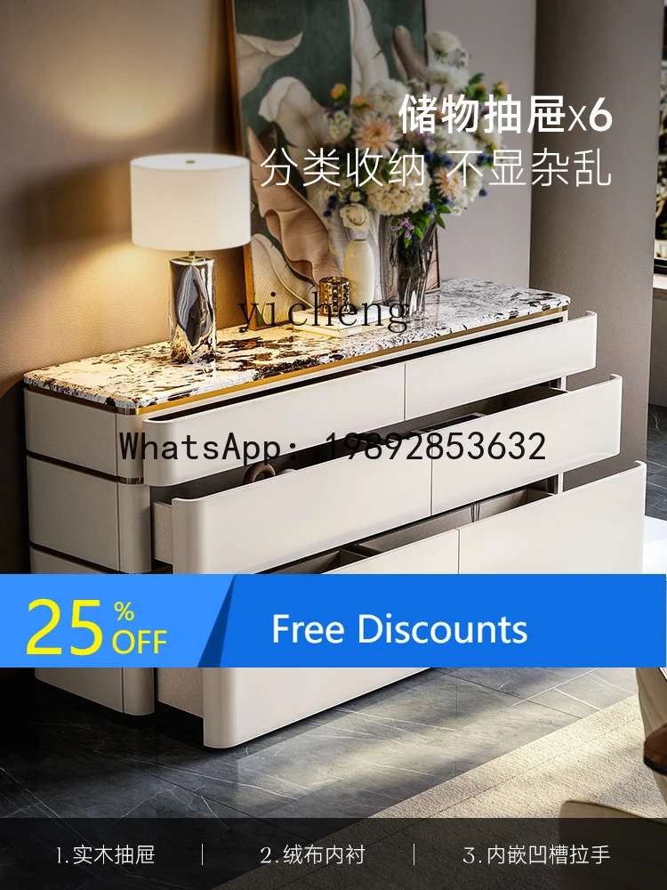 

ABC light luxury six-bucket drawer cabinet modern dining side bedroom French bedside locker living room porch cabinet