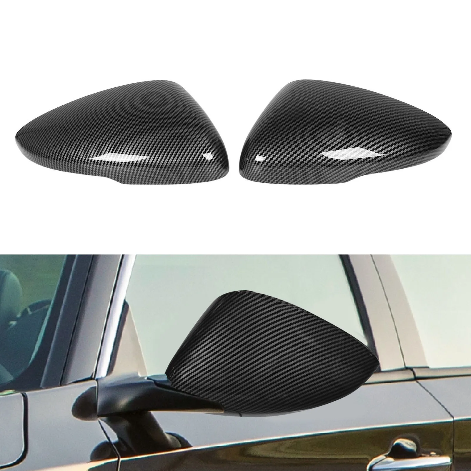 

2 Pcs Rearview Mirror Cap Left Right Carbon Fiber Style Weatherproof Side Mirror Cover for Cars