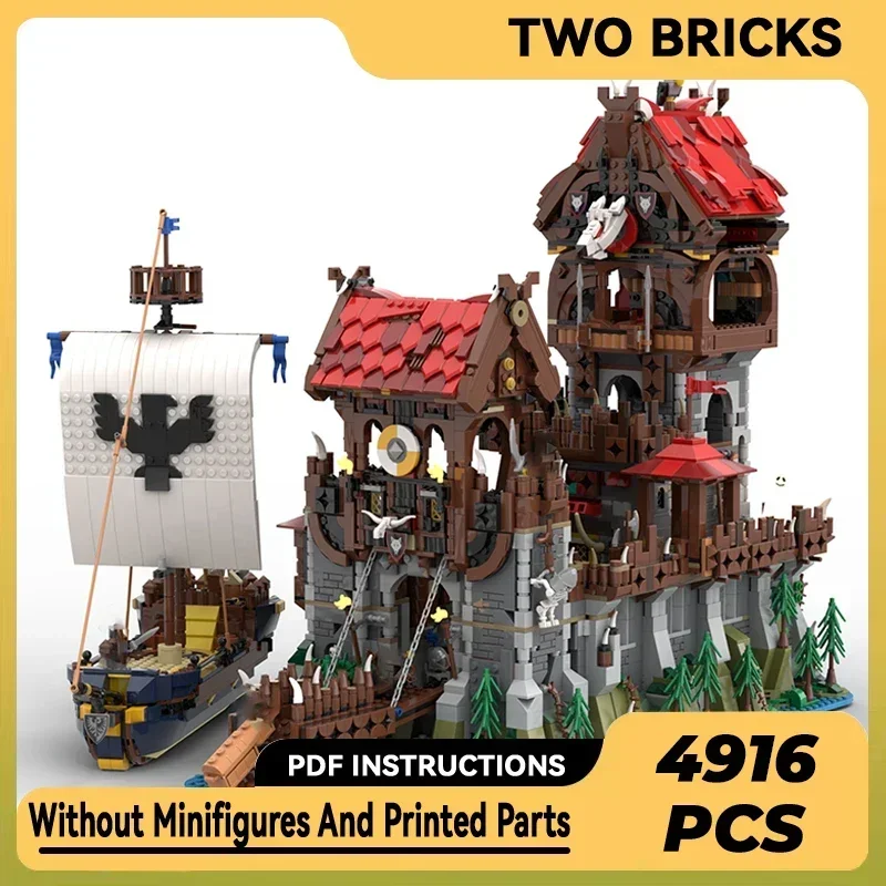 Pirate Castle Model Moc Building Bricks Wolfpack Tower And Medieval Ship Technology Blocks Gift Christmas Toys DIY Sets Assembly