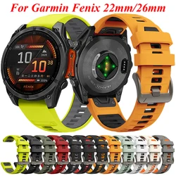 QuickFit 22mm 26mm Silicone Strap For Garmin Fenix 8 7 7X 7Pro 6X 6 5 5X/Epix 2 47mm 51mm Sport Breathable Bracelet Watch Band