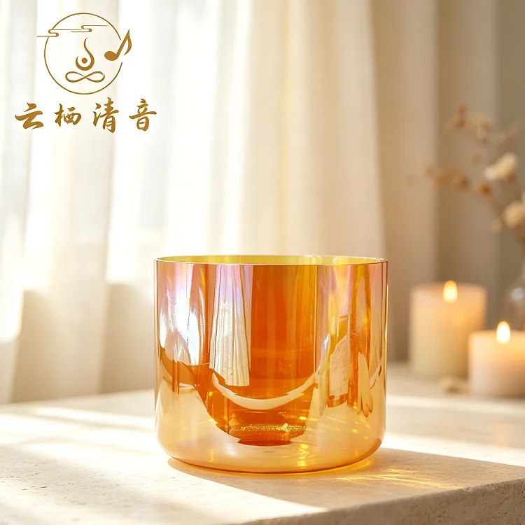 YUNQIQINGYIN CrystalSoul Alchemy Gradient Clear Quartz Crystal Singing Bowl, Yoga Decompression Sound Healing Percussion Instrument for Meditation & Sound Bath