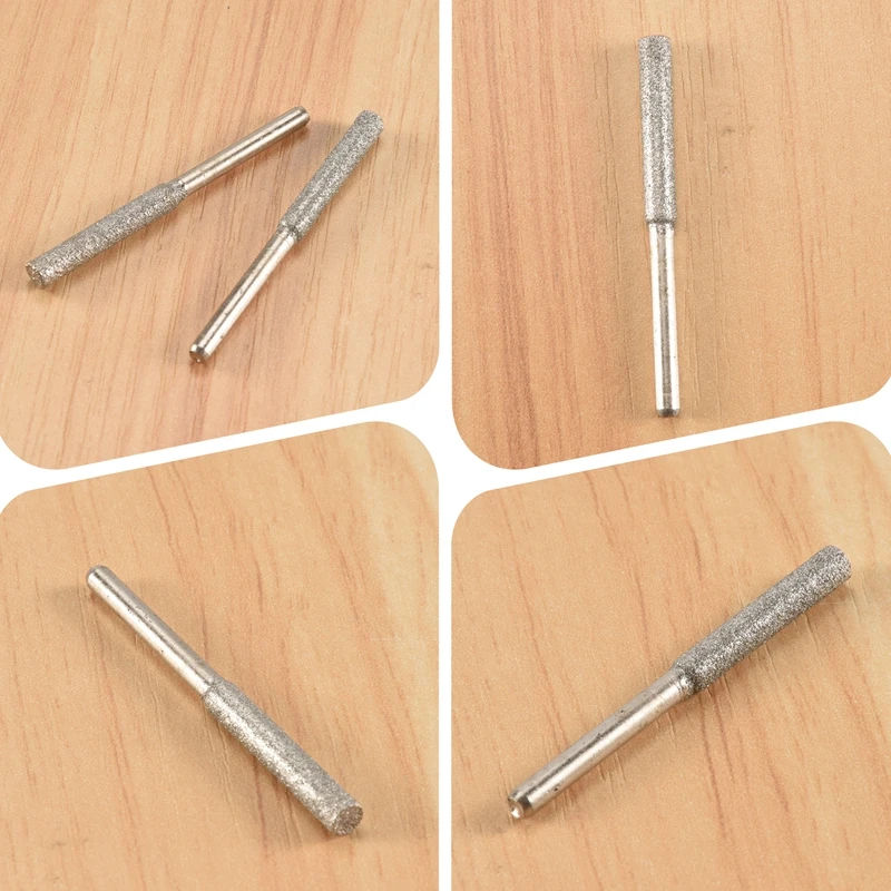 BHBD-20 Pcs Chainsaw Sharpener Stone Diamond Coated Cylindrical Burr Polishing Grinding Tool Grinding Bits, 5/32 Inch/ 4 Mm
