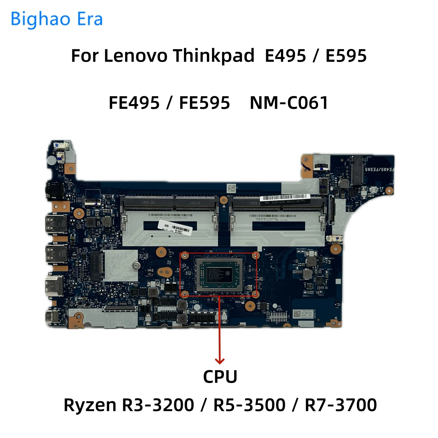 

For Lenovo Thinkpad E495 E595 Laptop Motherboard With R3-3200 R5-3500 R7-3700 CPU FE495/FE595 NM-C061 MB 02DM027 02DM026 02DM025