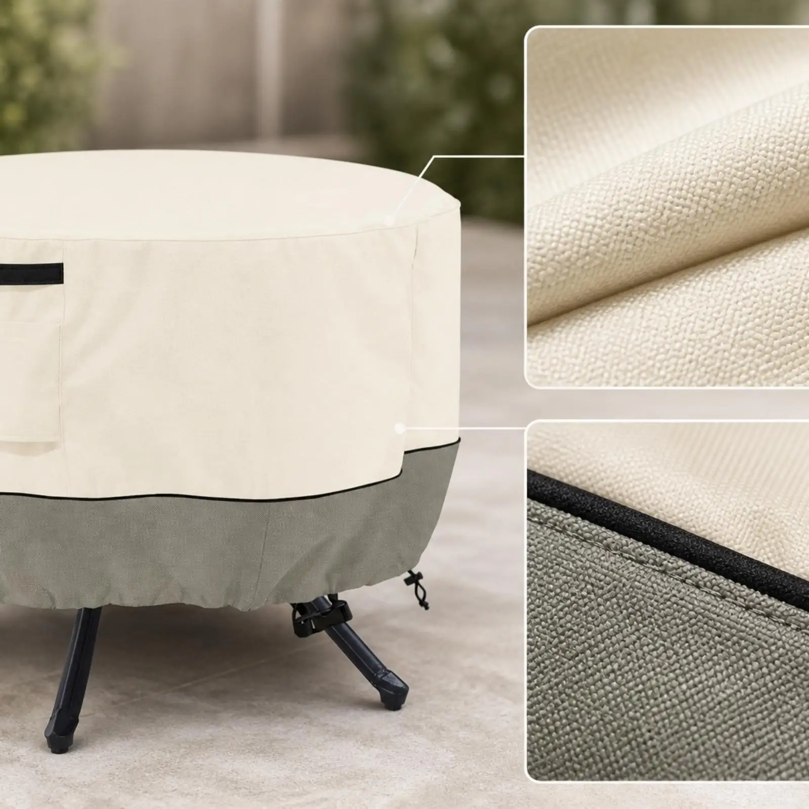 Patio Table Cover Weatherproof Round Patio Table Cover Long-Lasting for Garden