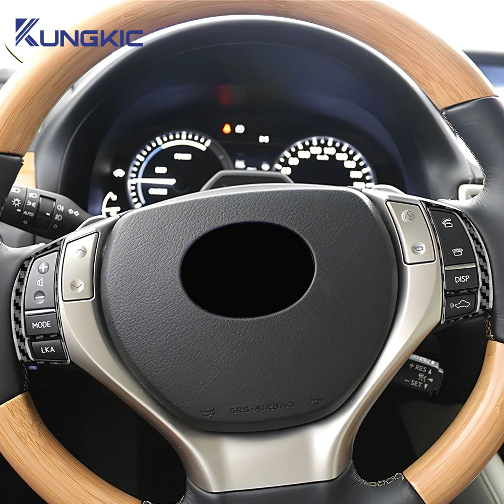 For Lexus GS GS250 GS350 GS450h L10 2012 2013 2014 Real Soft Carbon Fiber Car Steering Wheel Button Frame Sticker Accessories