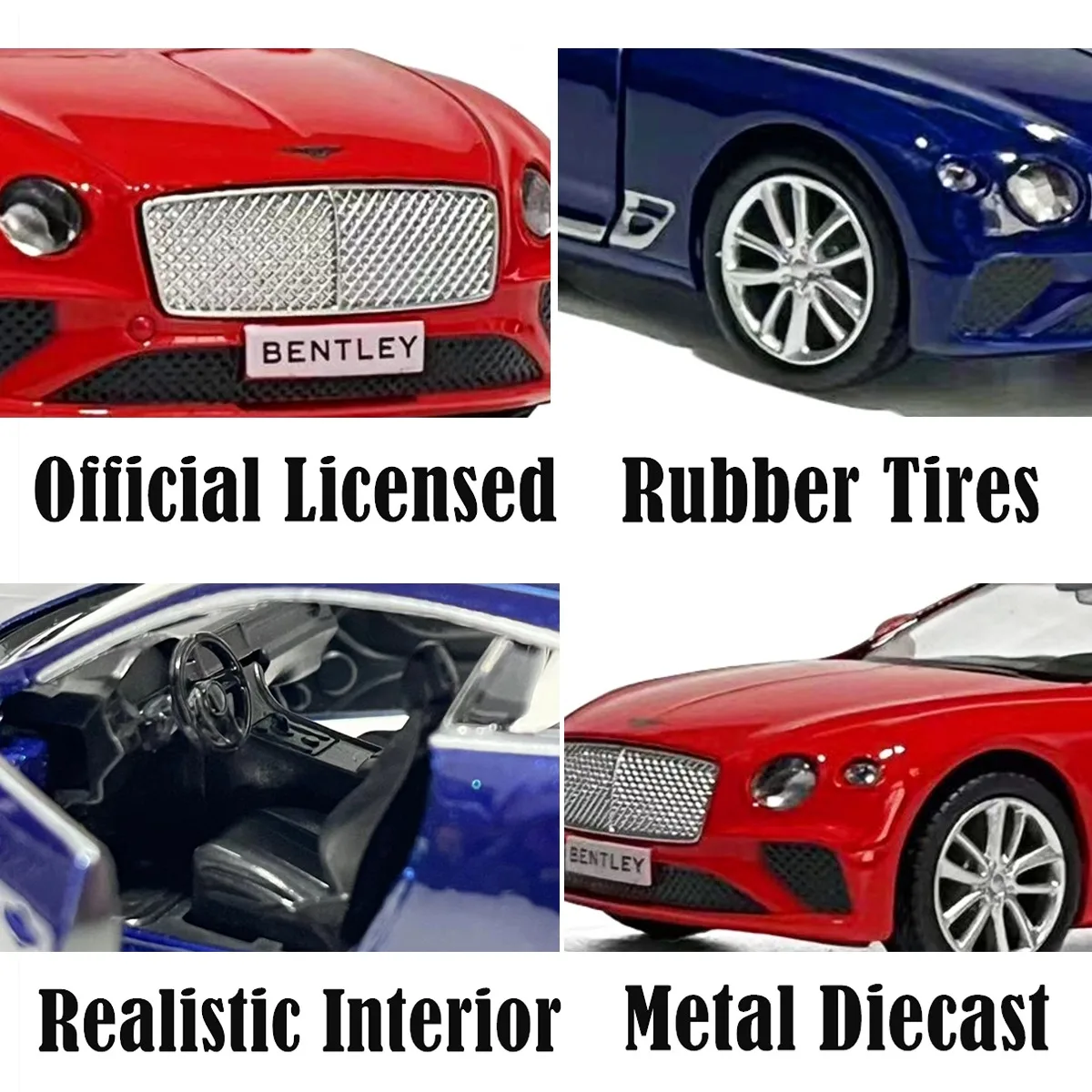 1:36 Scale Bentley Continental GT Pullback Car Model Replica Metal Diecast Miniature Art Interior Decoration Xmas Gift Boy Toy