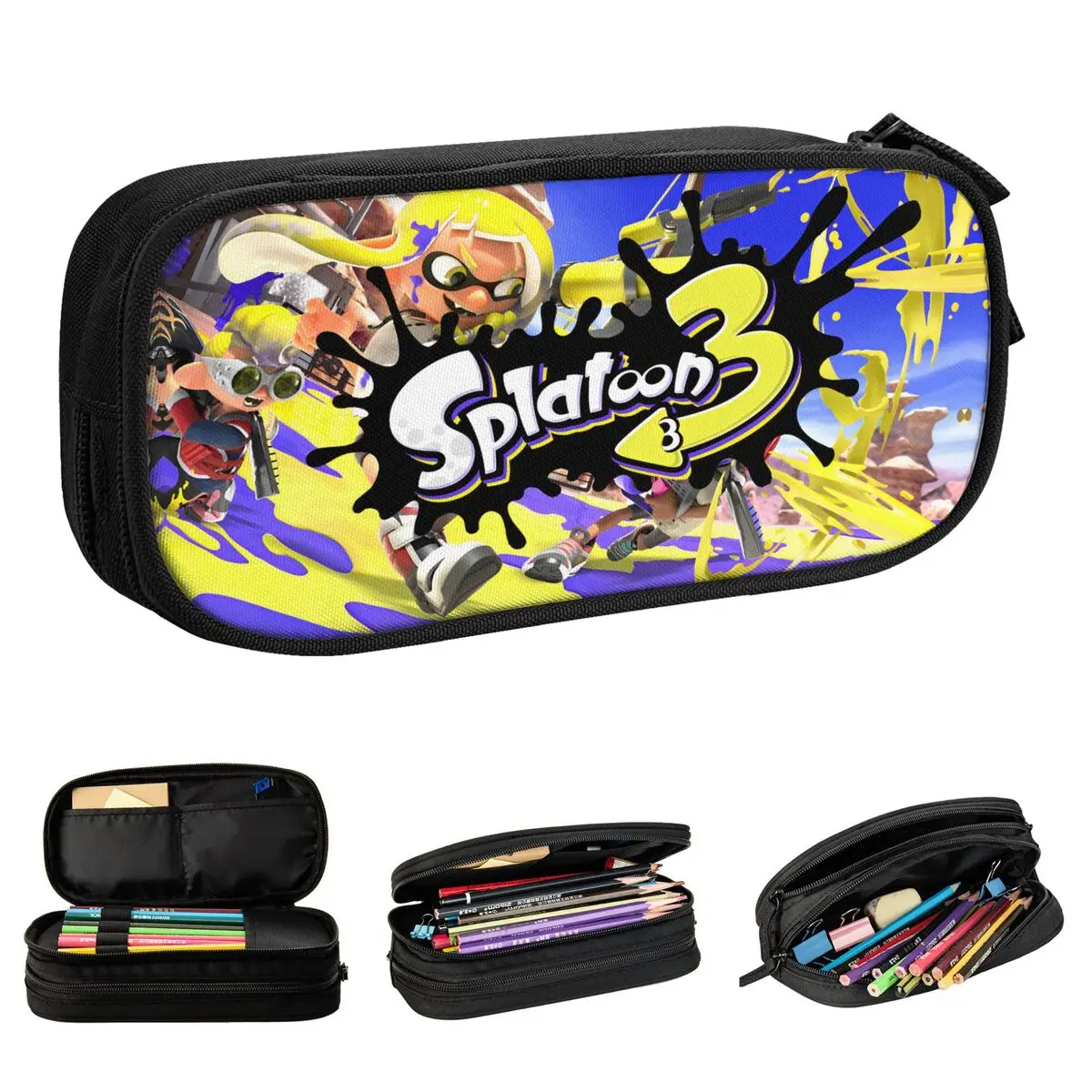 

Splatoon 3 Shoot Video Game Pencil Case Cute Pen Bag for Student Large Storage Office Cosmetic Pencilcases