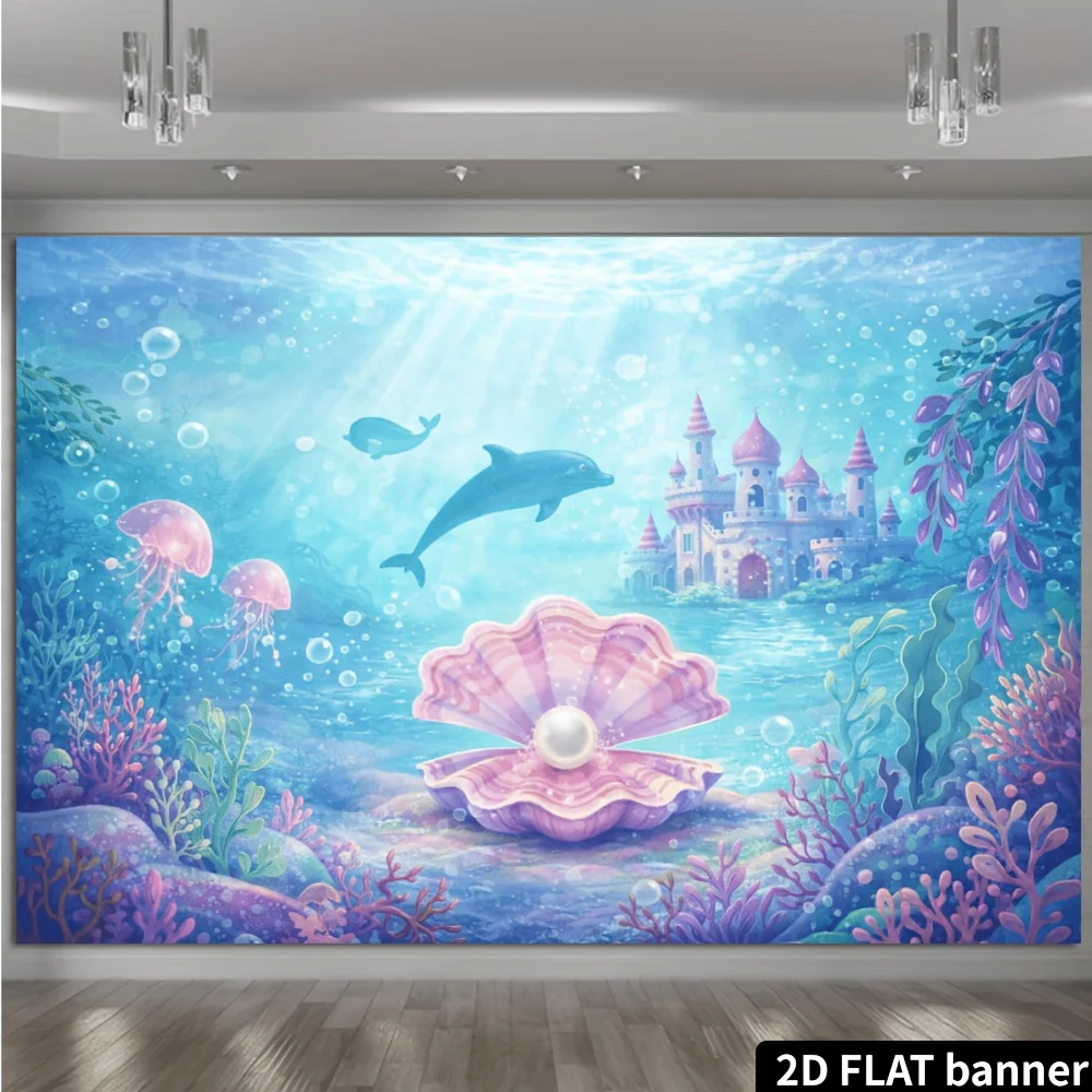 Dreamy Ocean Tapestry Wall Hanging Mermaid Fantasy Underwater Decor Coral Dolphin Nautical Art for Bedroom Nursery Room Home