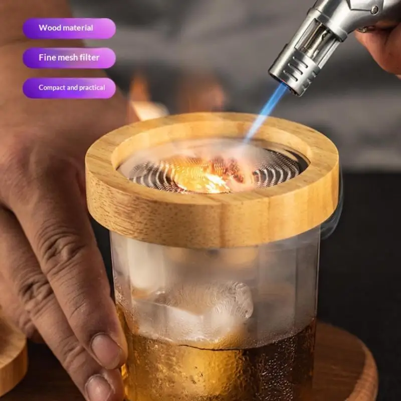 1 Set Tequila Wooden Smoked Wood Hood Smoker Wooden Bar Cocktail Smoker Kit For Drinks Mixing Cover Bar Tool Accessories Gift