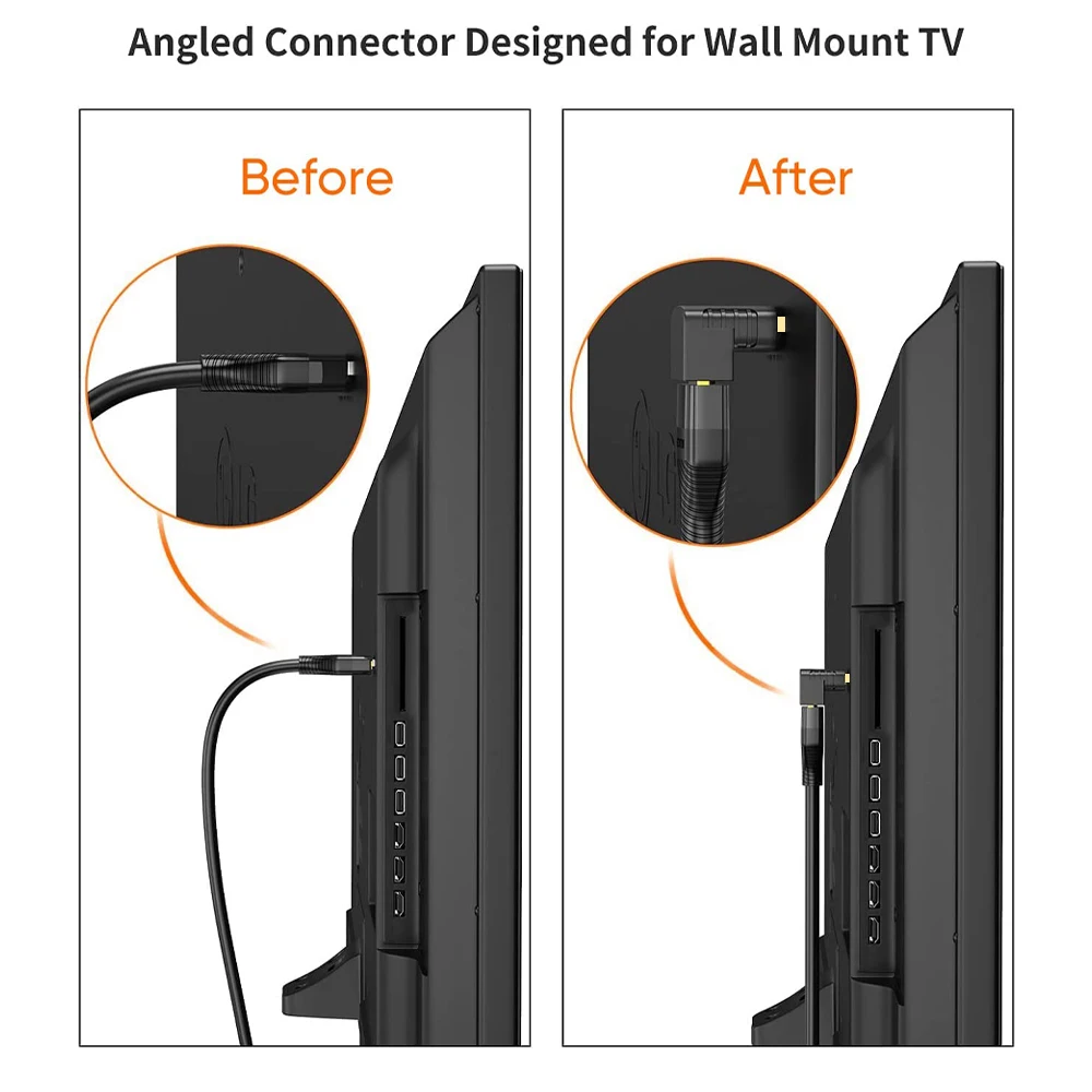 ZOGUO-Macho para Fêmea HDMI Extender Adapter, 90 Graus Conversor de ângulo ascendente, 4K Conector HD para HDTV, Parede, TV, Roku, Laptop