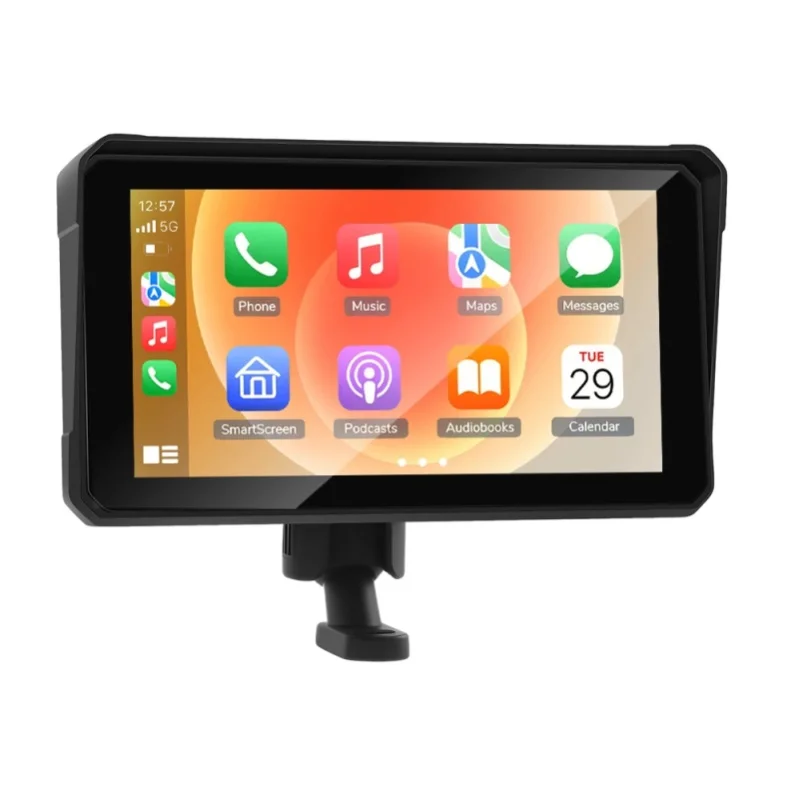 Podofo 6 Zoll IP67 Wasserdichter Motorrad-Smart-Player Tragbarer Bildschirm GPS-Navigation Bluetooth Carplay Android Auto All-in-One-Gerät für Motorräder