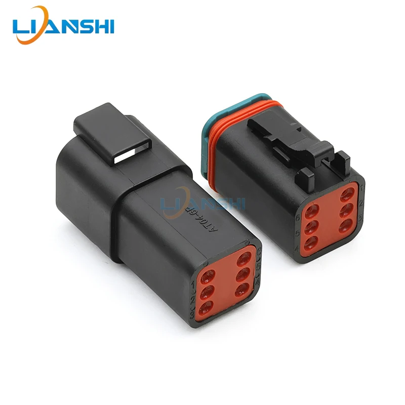 1 Set 6 Pin Waterproof Automotive Male Female Docking Connector Male AT04-6P-BLK Female AT06-6S-BLK For Heavy Truck Agricultural