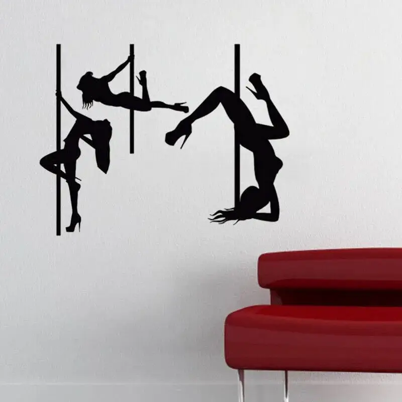 Tre poli ballerini Wall Sticker Dance Girls decalcomanie da parete vinile Art murale per la decorazione della stanza delle ragazze di casa