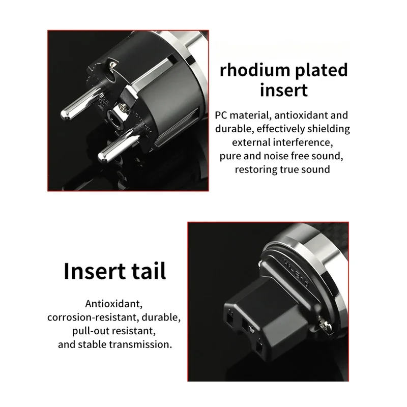 HiFi EU Netzstecker Kohlefaser rhodiniert C13 IEC Stecker für Verstärker CD Audio Stromkabel