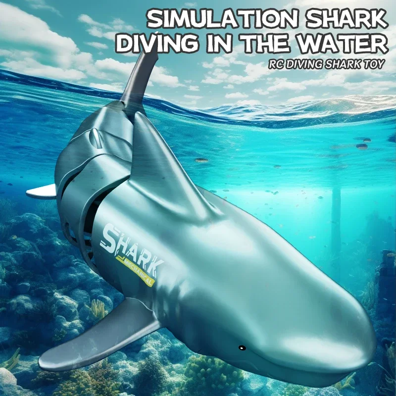 RC Remote Control Shark Diving Bionic Shark Animal Model Summer Fun Water Toys Children's Electric Toys for Children's Gifts