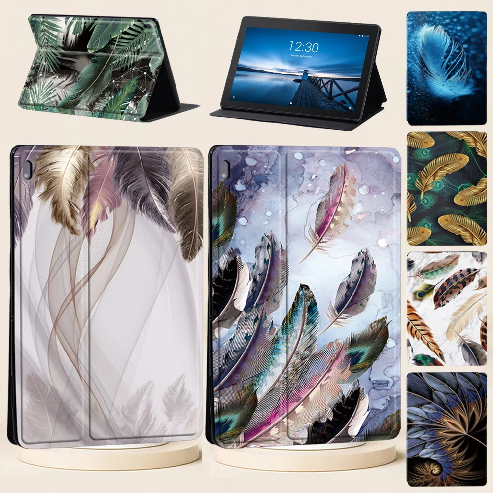 

For Lenovo Tablet Case Tab M10 X605F X505F Tab E10 TB-X104F/Tab M10 PLUS X606F/M10 HD X306F X306X/Tab M7/M8 Feather Print Cover