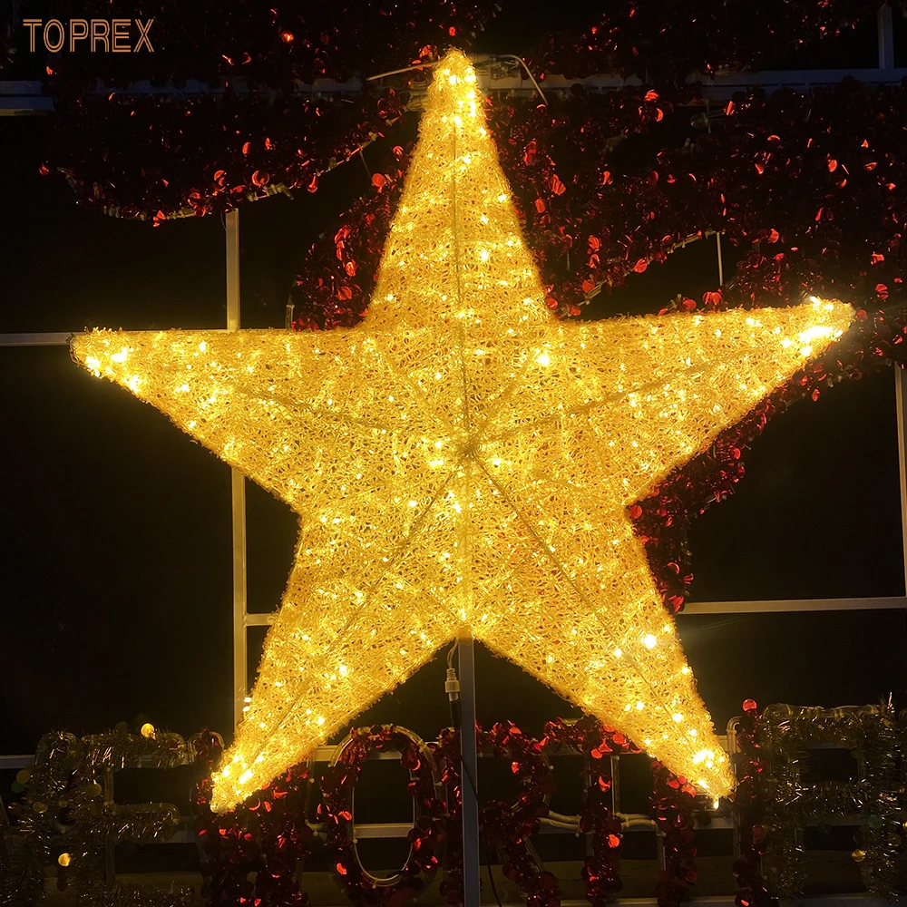 3D diode gold acrylic star decoration for town square Christmas street and holiday decoration