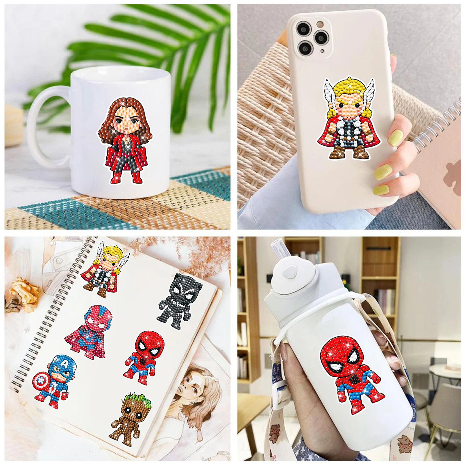 Cartoon Hero Children Diamond Painting Handmade Random Point Drill Stick Random Decoration sticker Suit Semi-Finished Product view 6