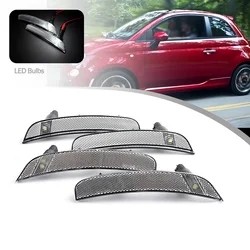 4x For Fiat 500 Pop 2012 2013 2014 2015 2016-2019  Led Clear Lens White Side Marker Indicator Light Sequential Turn Signal Lamps