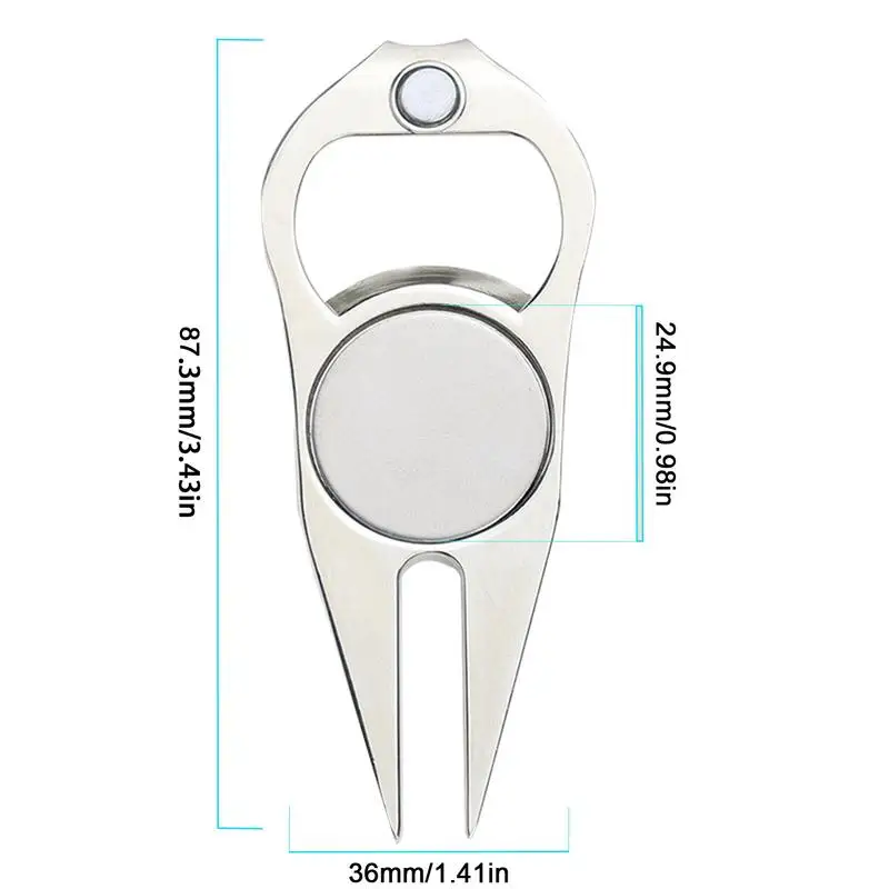 Multi-function Divot Repair Tool Golf Divot Marker Tool Multipurpose Lightweight Unique Magnetic Zinc Alloy Divot Tool With Ball