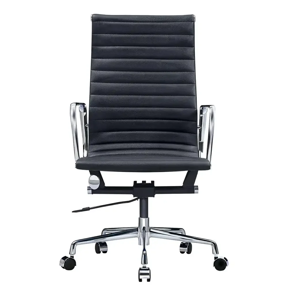 Genuine Leather Office Chair Nordic Leisure Roller Swivel Computer Chair Aluminum Base Contracted Comfortable