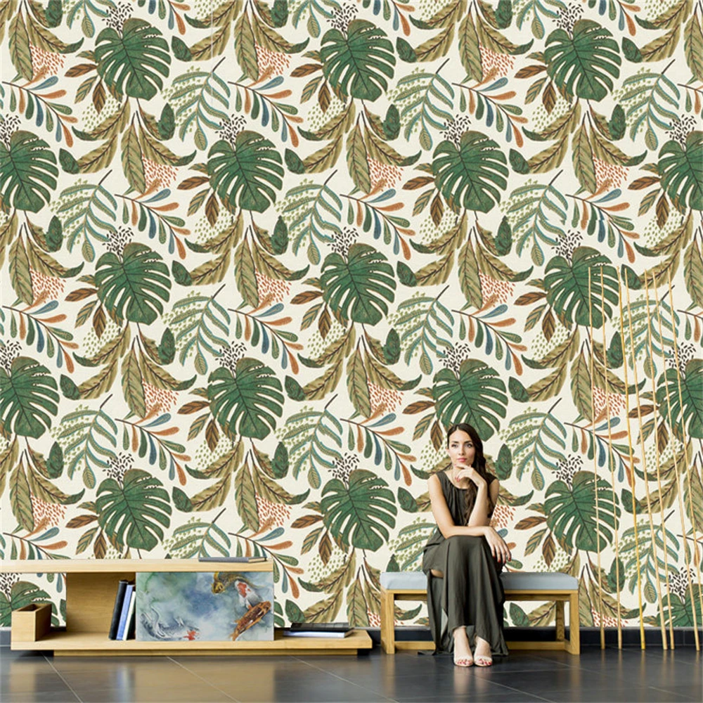 Custom British modern plants leaves flowers wallpaper living room luxury simple background wallpaper  wall cloth wall painting