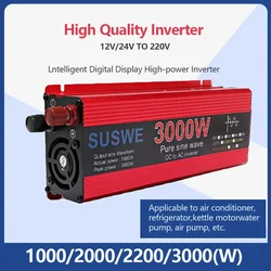 Pure Sine Wave Inverter DC to AC 12v-24v to 220v 1000w 2000W 2200W 3000w 50HZ High Power Inverter LCD Display Car Solar Inverter