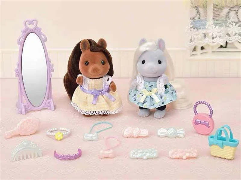 재고 Sylvanian Families 애니메이션 피규어, 귀여운 조랑말과 친구들 세트, 여아 장난감, 베이비 시리즈, Ternurines 인형 선물 장난감