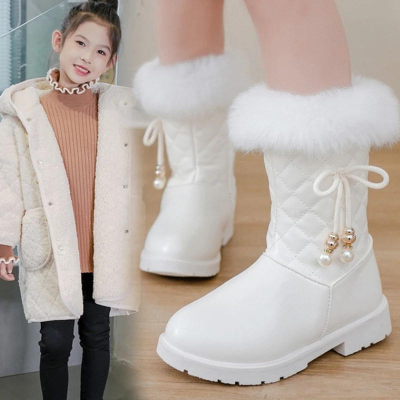 

Зимние детские хлопковые ботинки средней длины, новинка 2025, корейская версия, детские модные милые зимние ботинки, распродажа, нескользящие теплые универсальные детские ботинки для девочек