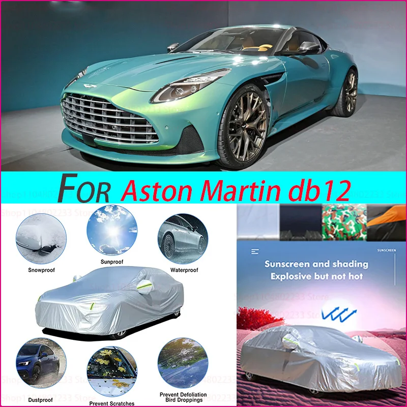 

Black Heavy Duty Car Cover Waterproof All Weather, Full Exterior Cover Outdoor Snow Sun Uv Protection For Aston Martin Db12