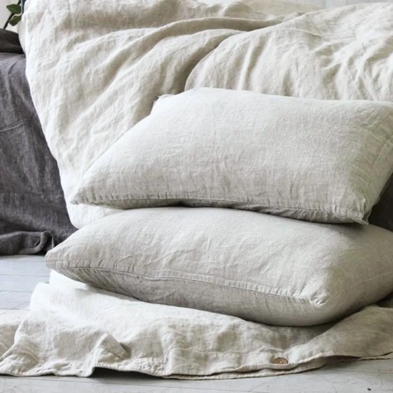 

100% Pure Linen Pillowcase Solid Color White Throw Pillow Case Euro Sham for Bed Soft Cooling Envelope Design Cover Decoration