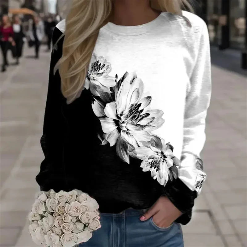 

Spring autumn flower 3D Printed Long Sleeve Women Hoodie Streetwear Female Hoodie Sweatshirts Pullover Oversized Woman Clothing