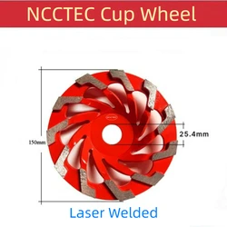 6'' Diamond L type Laser Welded segments grinding cup Wheels | 150mm Concrete Granite floor abrasive grinding discs 25.4mm Hole