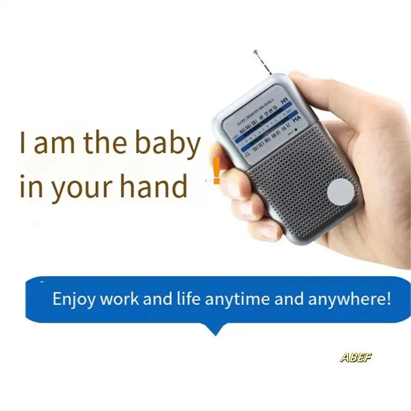 راديو DE333 AM/FM حجم الجيب مع مقبض صغير نطاقين راديو FM مسجل راديو عالي الحساسية