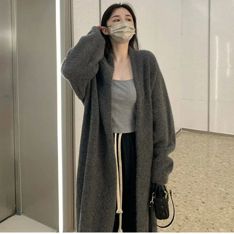 

Mid-Long Cardigans Plus Size Woman Womens Fall Seamless High-End Raw Layered Geometric Halter Trendy Cozy Embellished Hooded Y2K